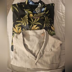 Lot of 3 Tommy Bahama Hawaiian Shirts Men 2XL Silk Short Sleeve‎ Casual